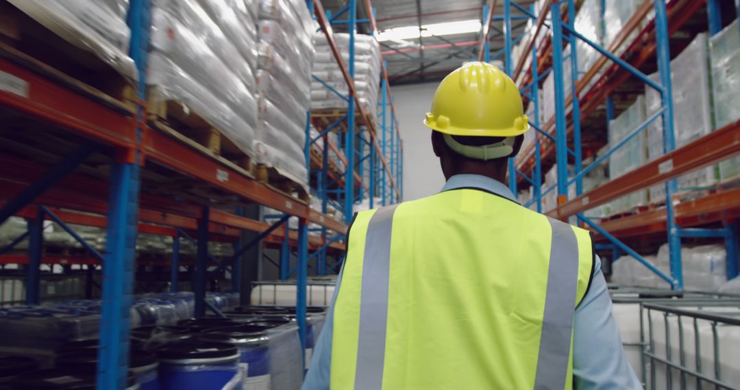 Warehouse Worker Inspecting Shelves with Industrial Goods - Free Images, Stock Photos and Pictures on Pikwizard.com