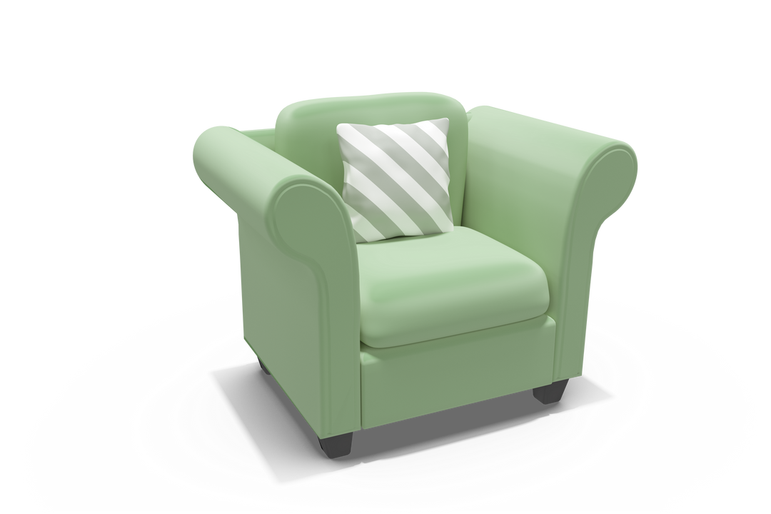 Transparent 3D Green Armchair With Stylish Cushion - Download Free Stock Images Pikwizard.com