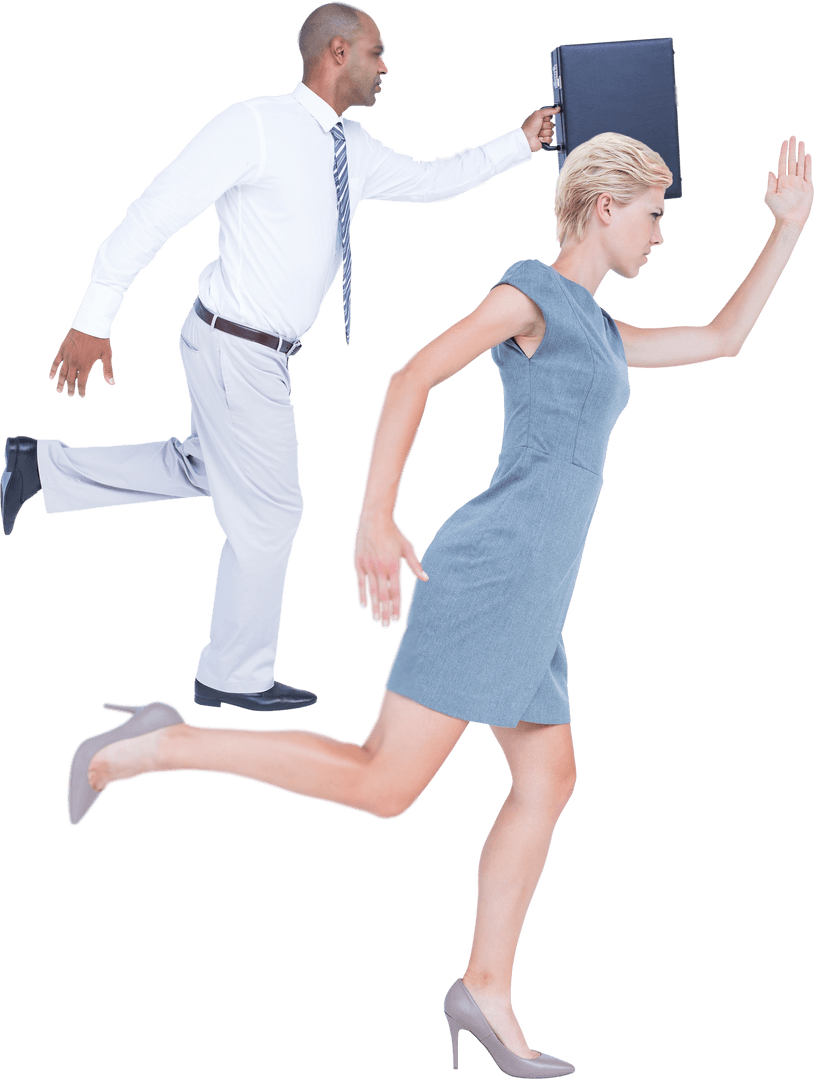 Dynamic Business Leaders Running with Optimism on Transparent Background