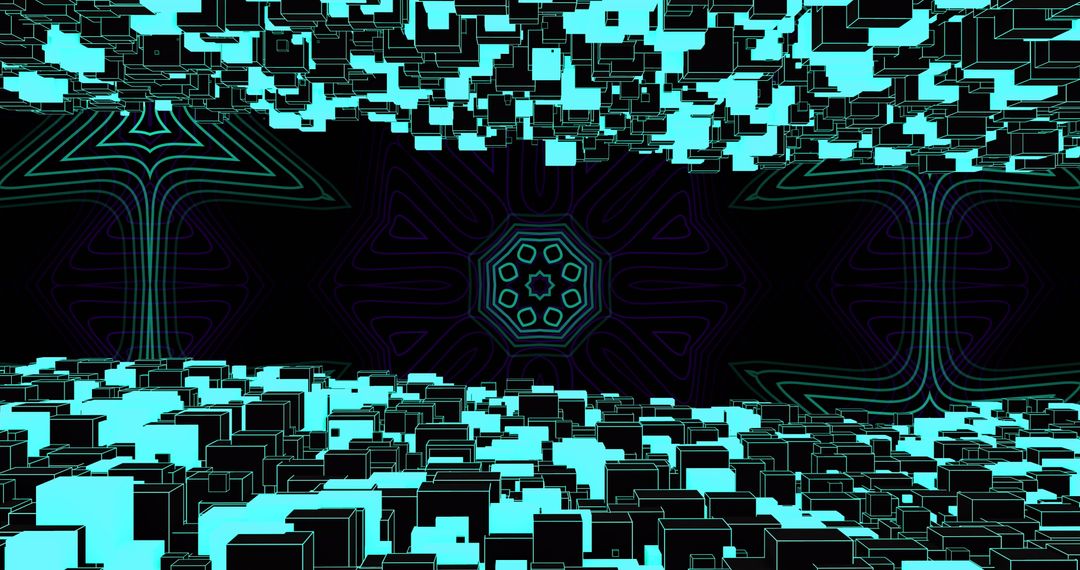 Futuristic Digital Network with Green It Connected Cubes