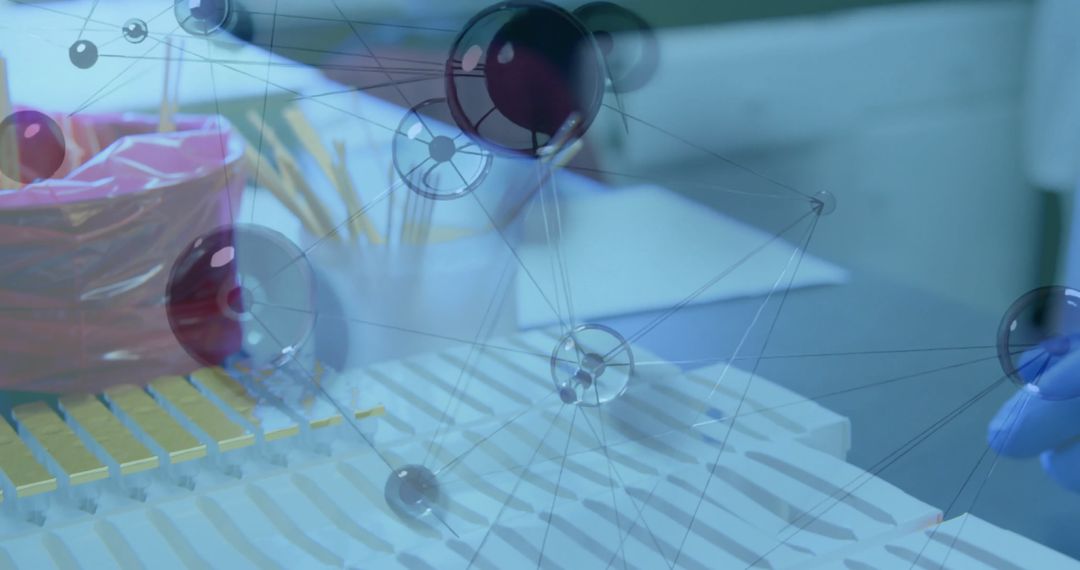 Scientific Laboratory with Network Overlay on Gear and Equipment
