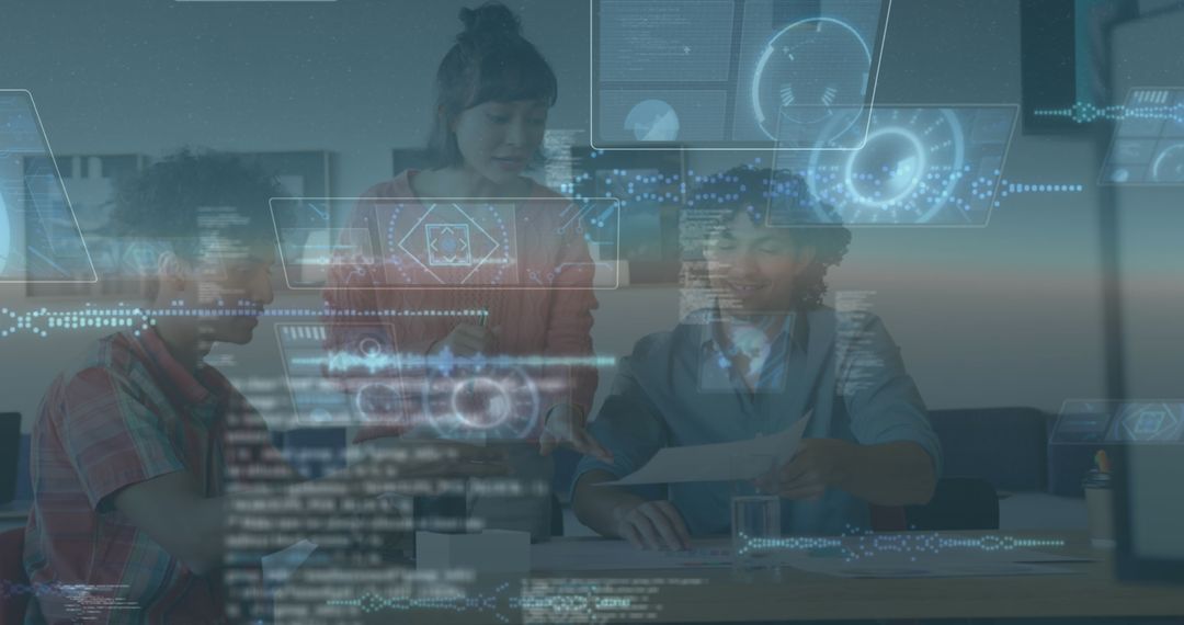 Diverse Team in Technology-Driven Meeting Collaborating