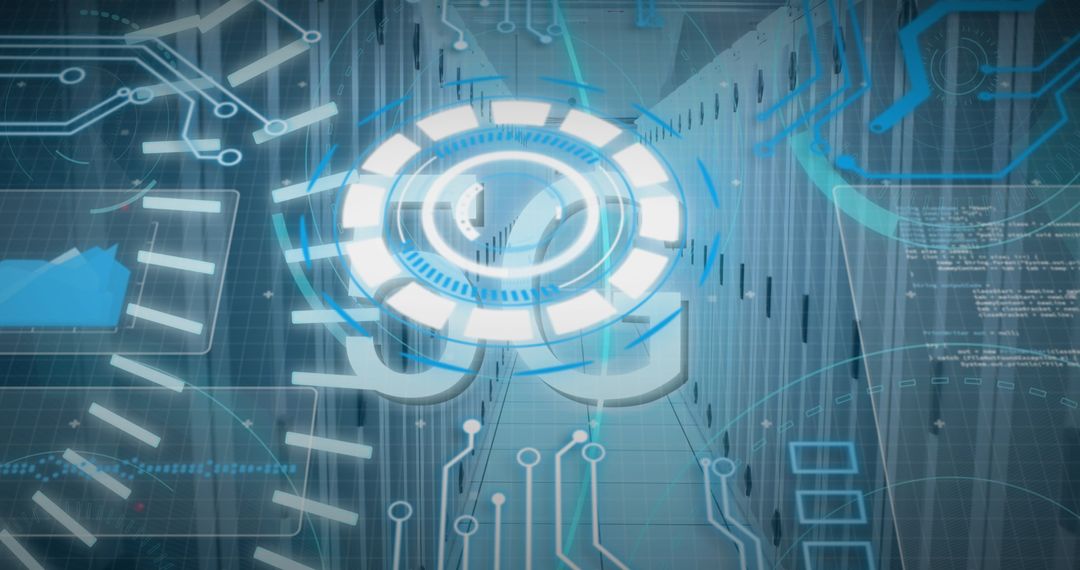 5G Technology Concept with Servers and Data Processing