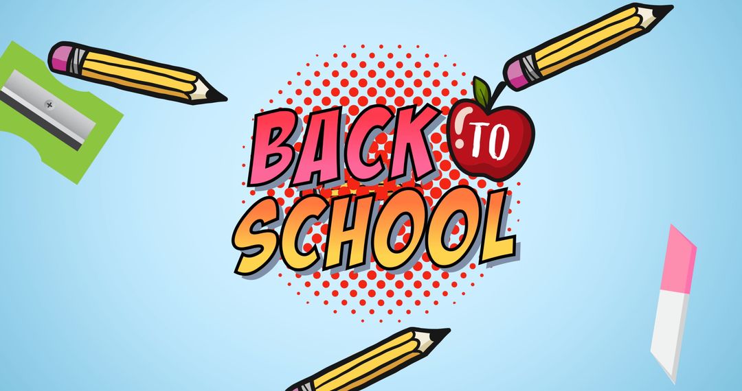 Bright Back to School Graphic with Pencils and Supplies