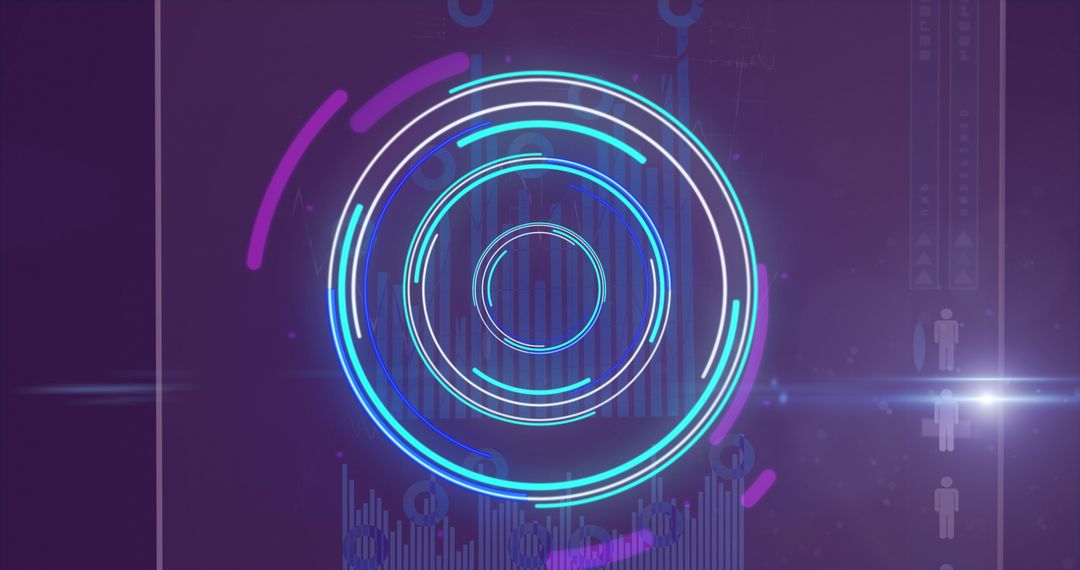 Futuristic Glowing Circles and Light on Digital Graph Interface