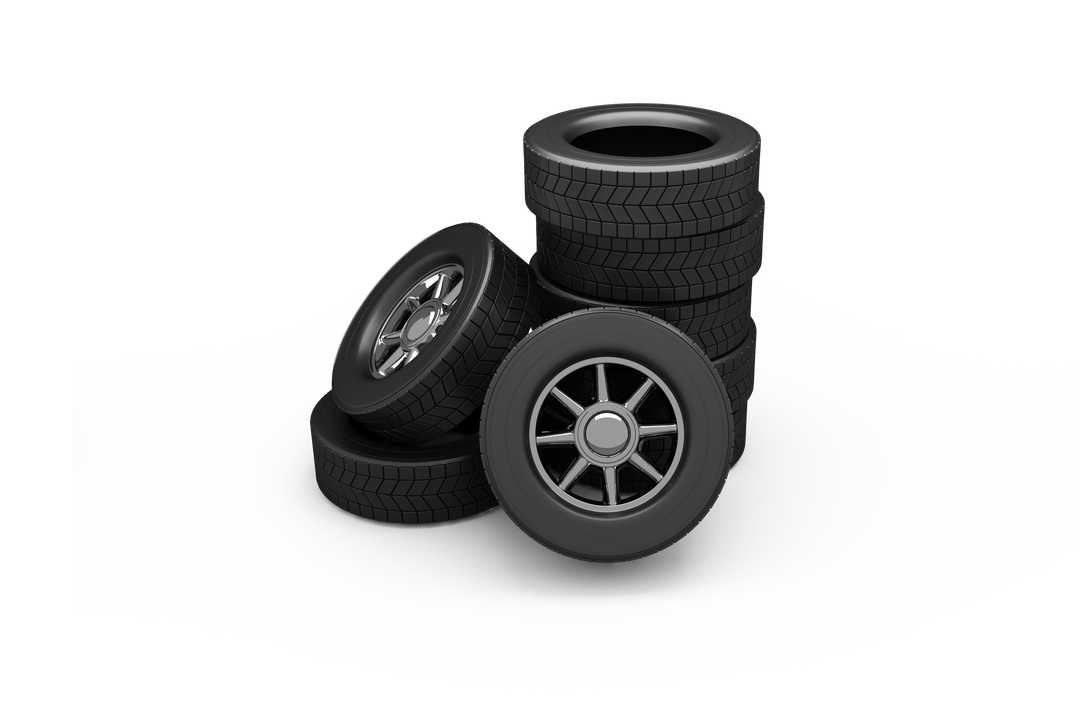 Transparent Background Stack of Black Rubber Tires with Alloy Wheel Rims - Download Free Stock Images Pikwizard.com