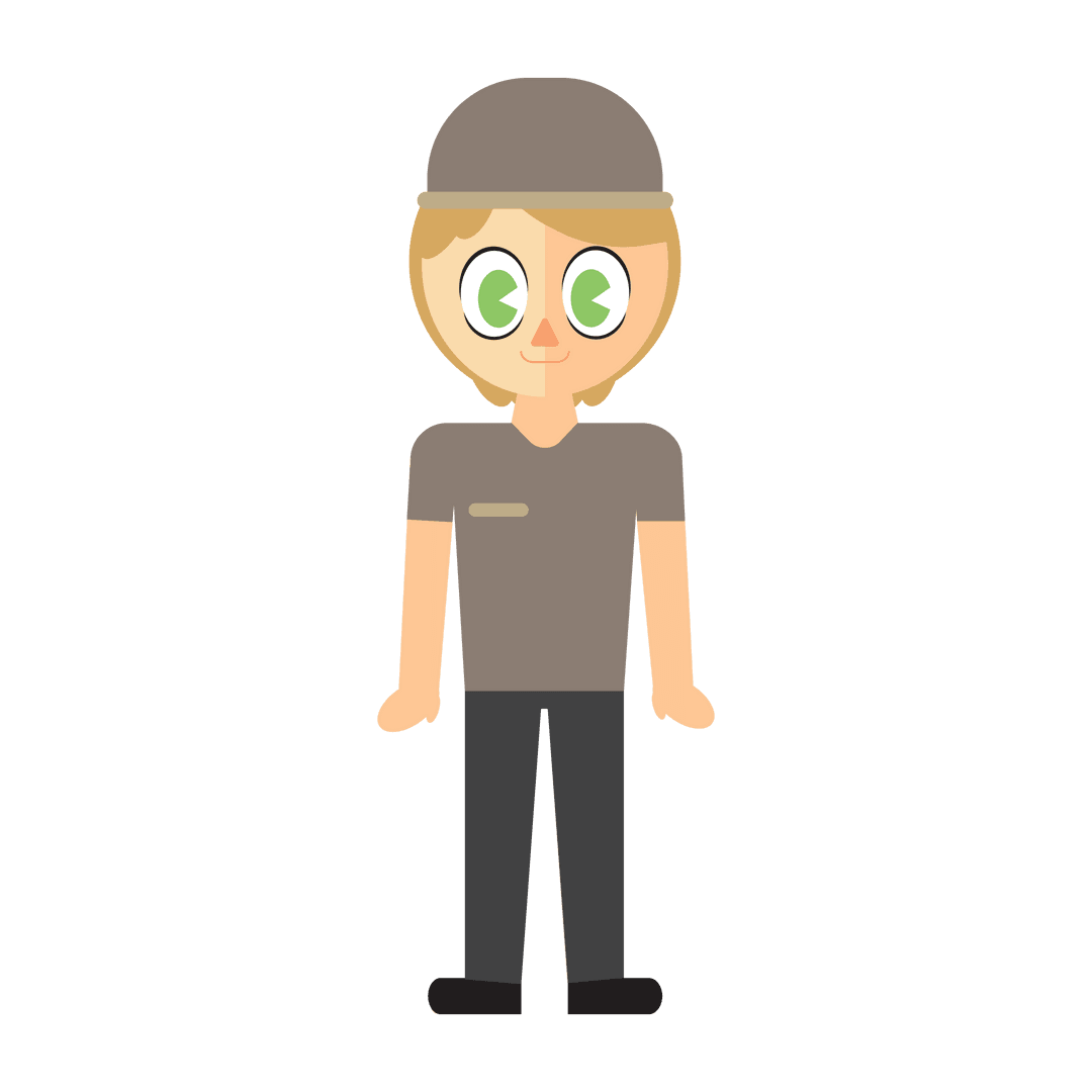Cute Cartoon Boy with Hat on Transparent Background