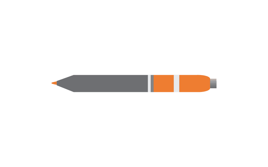 Grey and Orange Pen Icon on Transparent Background