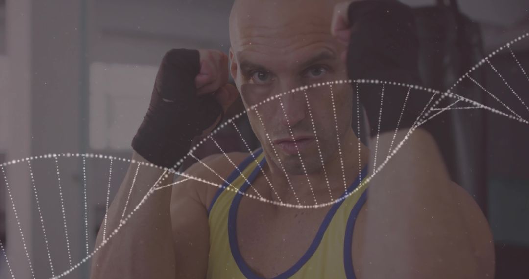 Determined Boxer Training with DNA Visual Concept in Gym