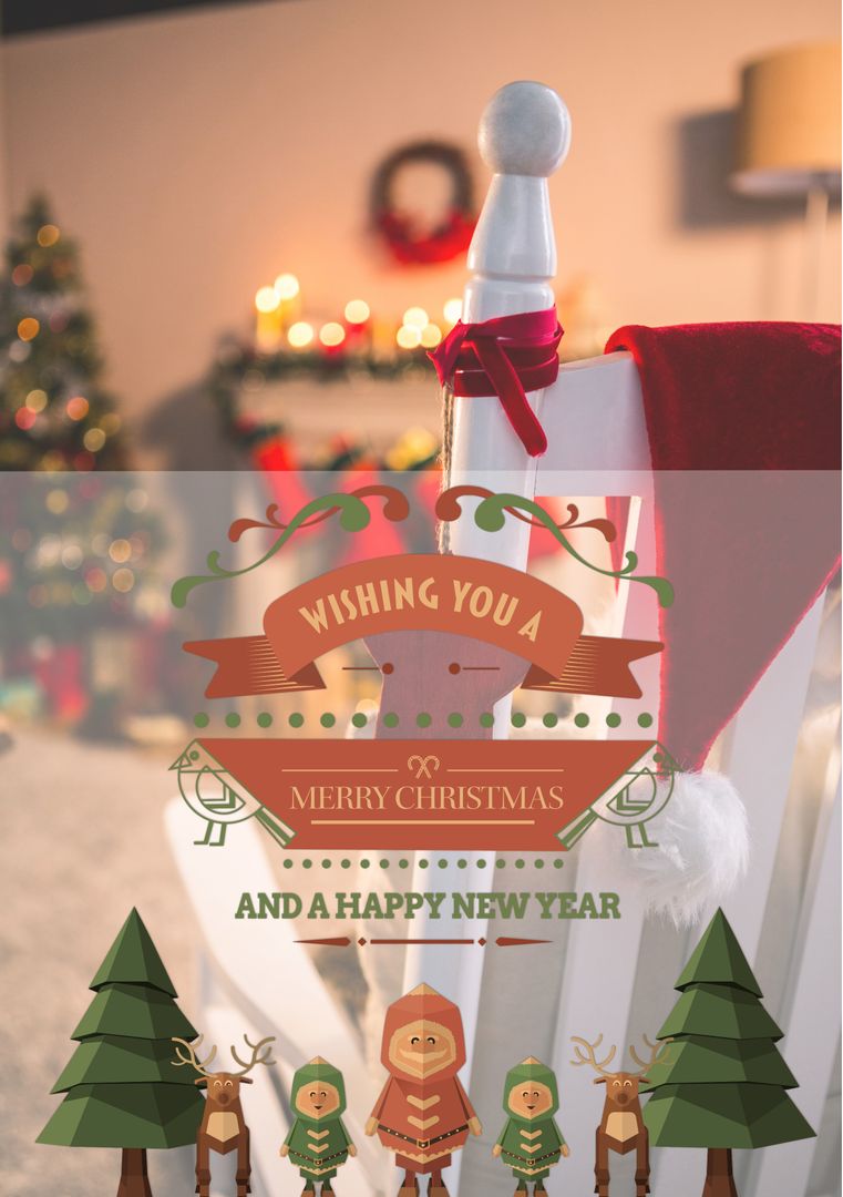 Festive Christmas Greeting Card with Rustic Homemade Vibe