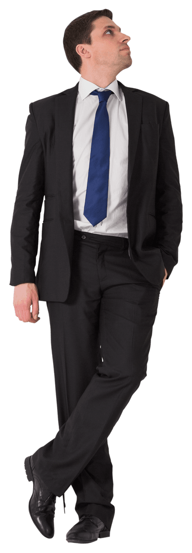 Confident Caucasian Businessman Thinking on Transparent Background