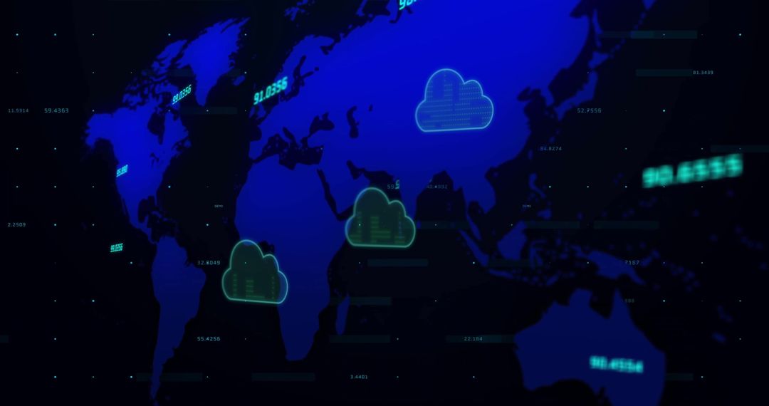 Global Data Network Concept with Digital Clouds