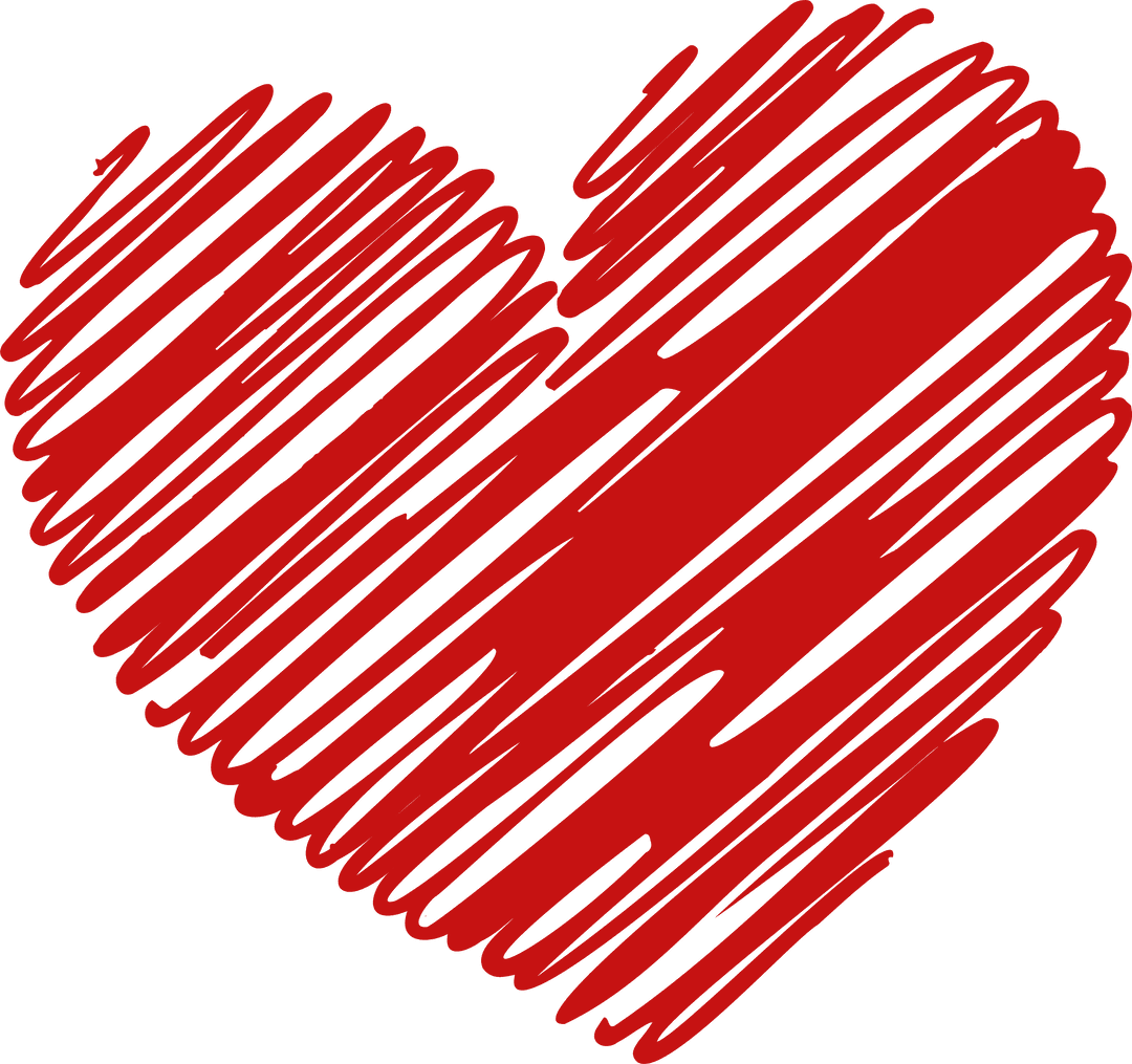 Abstract Red Scribble Heart Illustration on Transparent Background