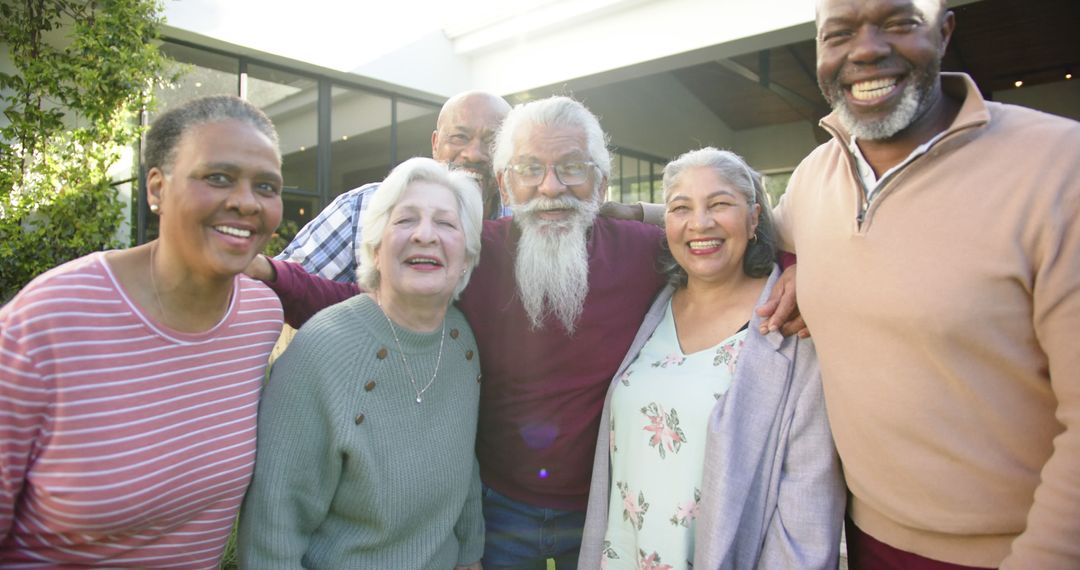 Diverse Group of Friendly Seniors Smiling Outdoors - Free Images, Stock Photos and Pictures on Pikwizard.com