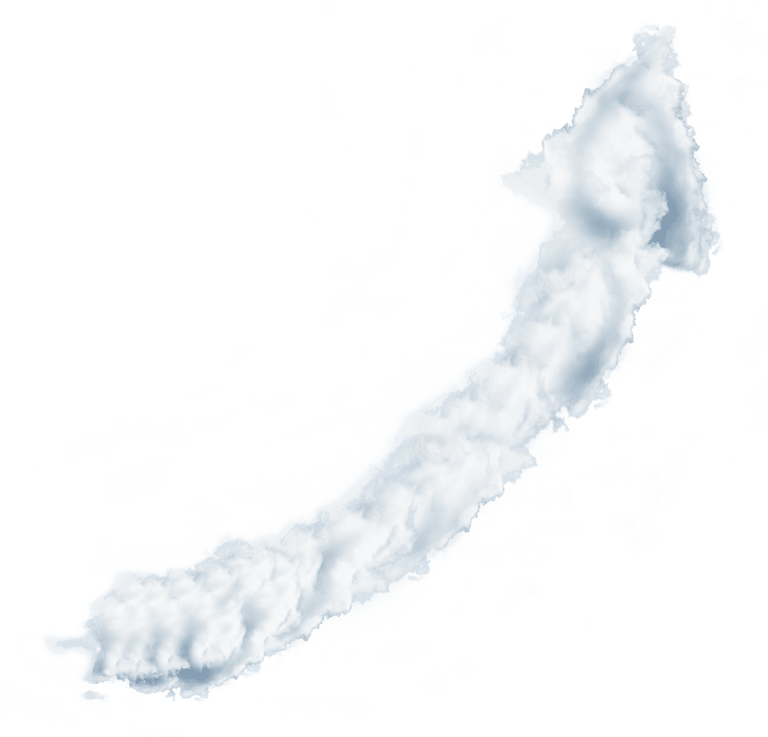 Digital Cloudy Arrow Illustration on Transparent Background