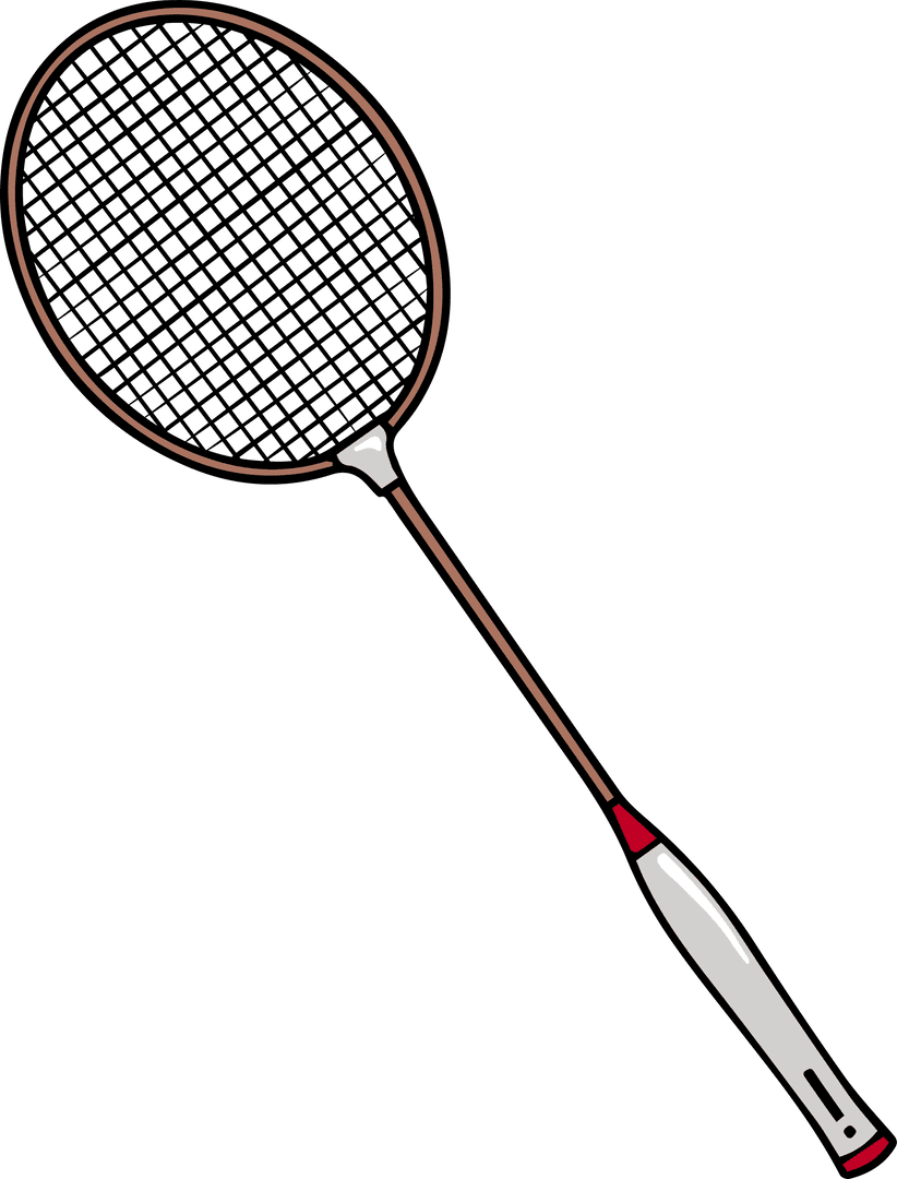 Flat Design Badminton Racket Diagonal on Transparent Background