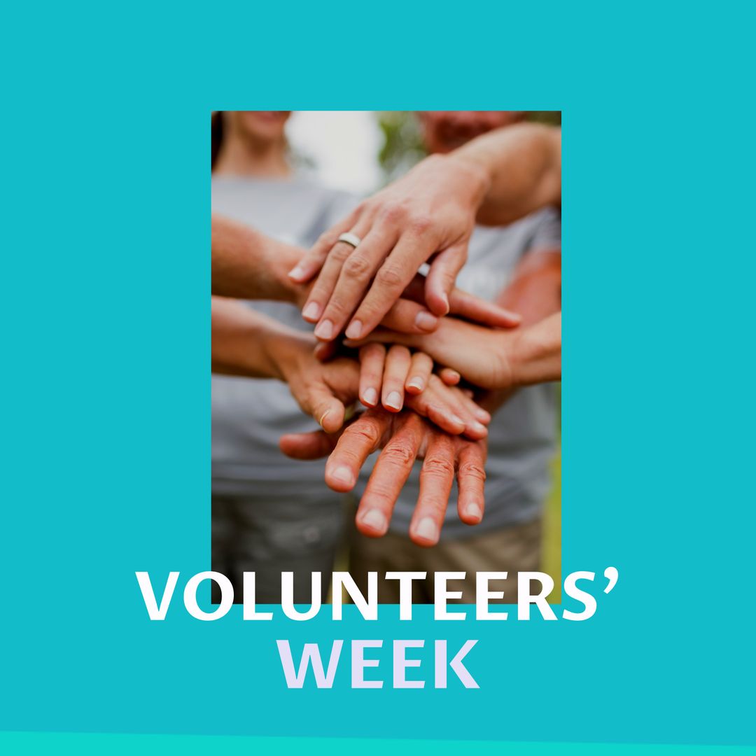 Celebrating Volunteers' Week Hand Stack Teamwork Banner
