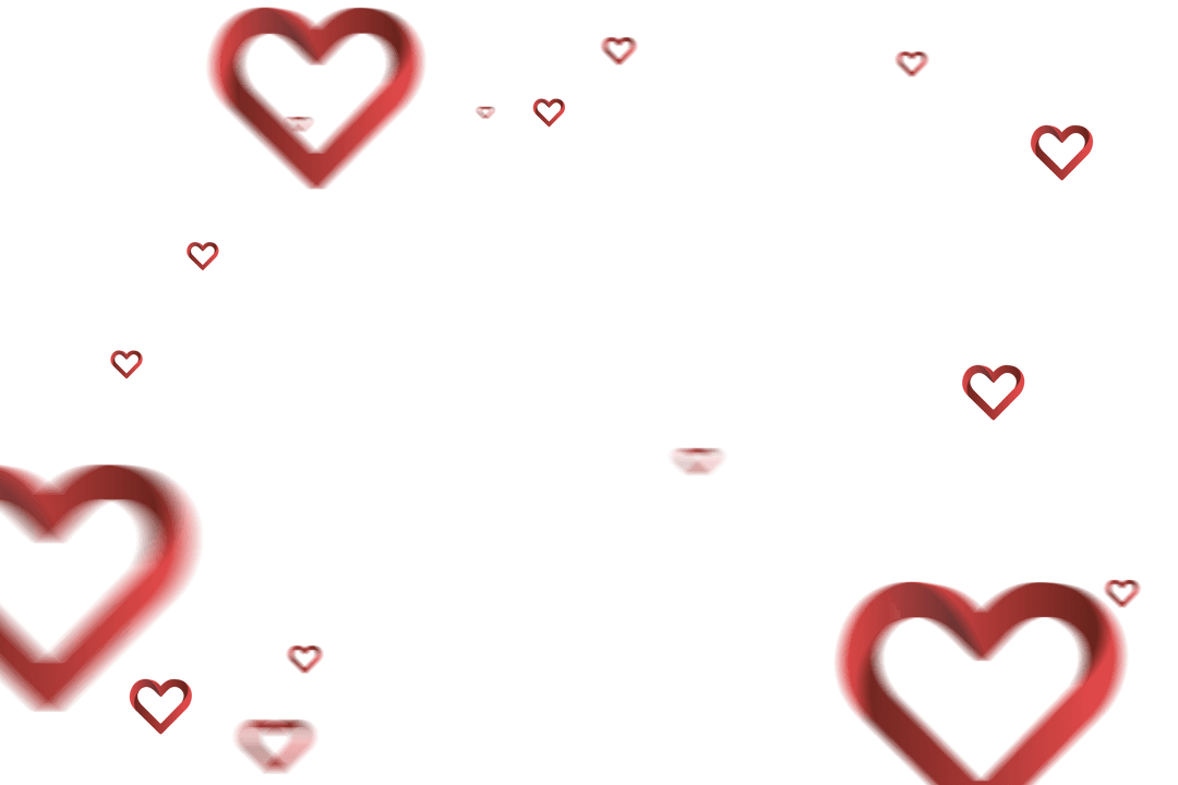 Red Heart Illustrations on Transparent Background for Valentine's Day