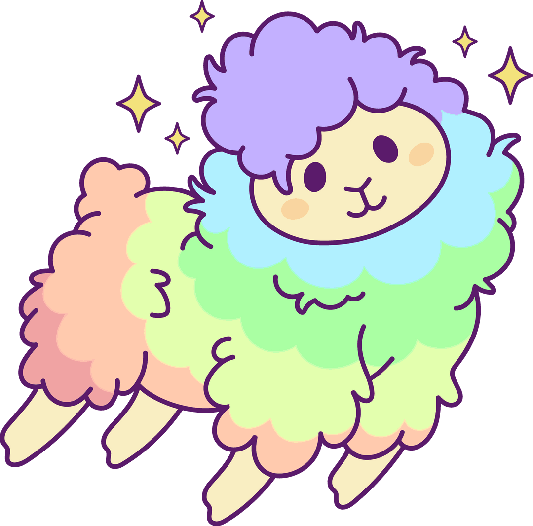 Whimsical Pastel Alpaca with Sparkles Floating in Transparent Space