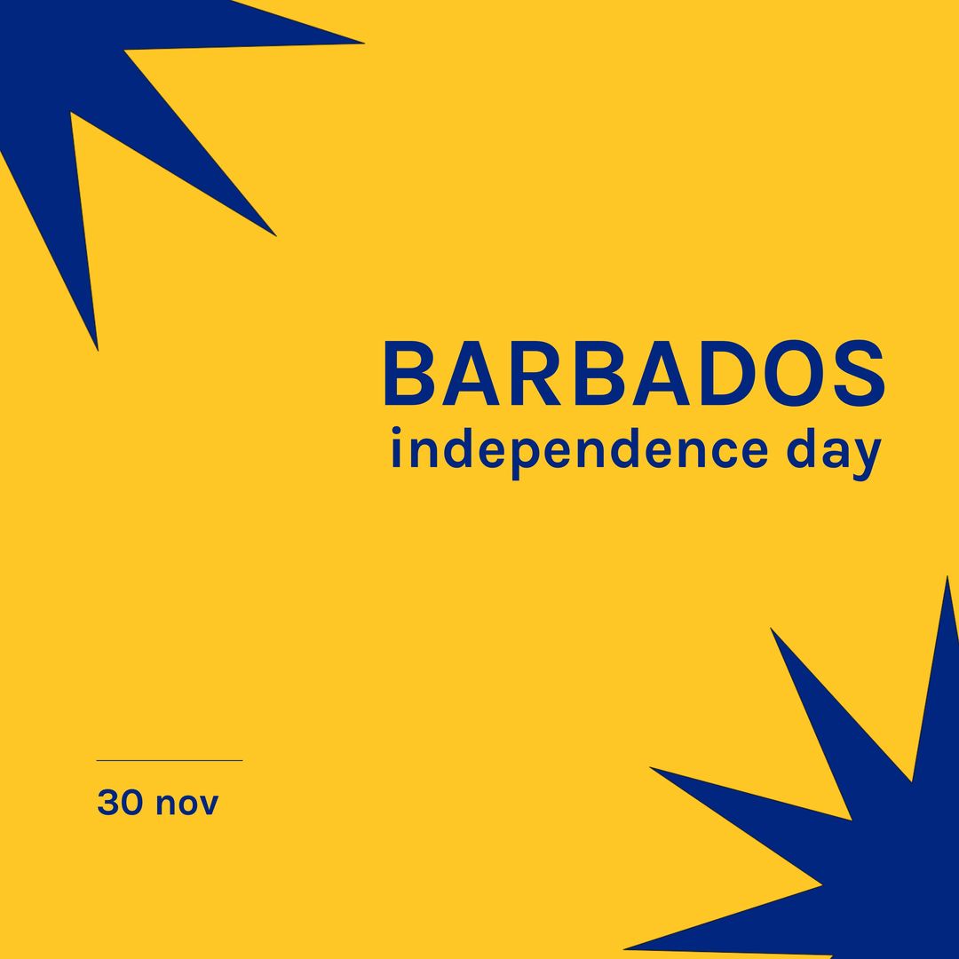 Image of barbados independence day text over blue pattern on yellow background - Download Free Stock Templates Pikwizard.com