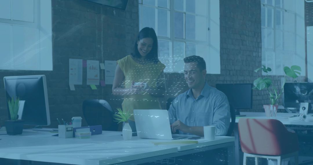 Contemporary Office Collaboration With Technology and Teamwork