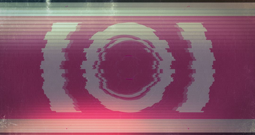 Abstract Digital Glitch with Circular Light Trails in Pink