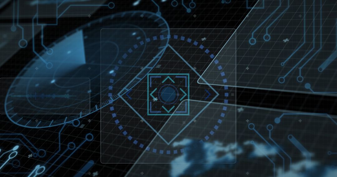 Futuristic Interface with Digital Scanner and Microchips