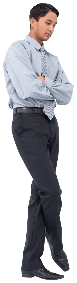 Transparent Image of Biracial Businessman Standing with Folded Arms