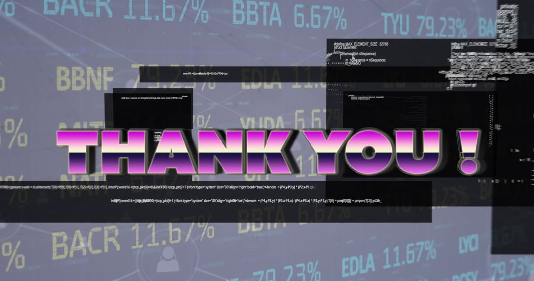 Digital Thank You over Data Processing Interface Background