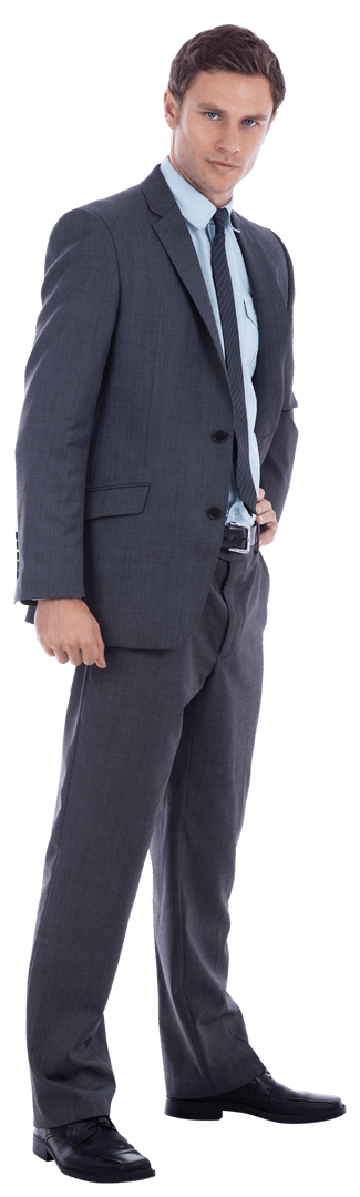 Transparent Businessman in Suit with Confident Stance