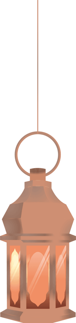 Transparent Background Rose Gold Lantern With Glowing Candle