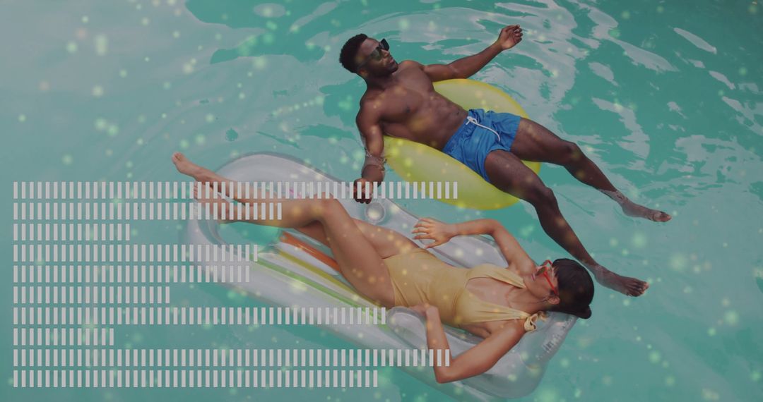 Relaxed Couple Floating on Pool Inflatable in Resort