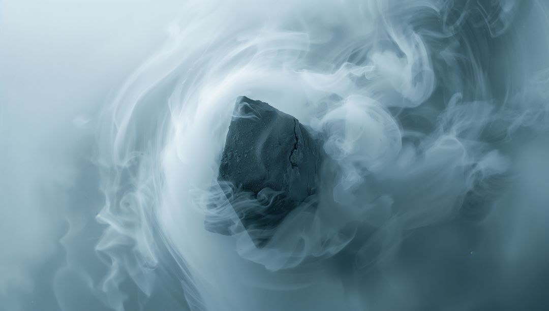 Mysterious Stone in Swirling Vapor Atmosphere