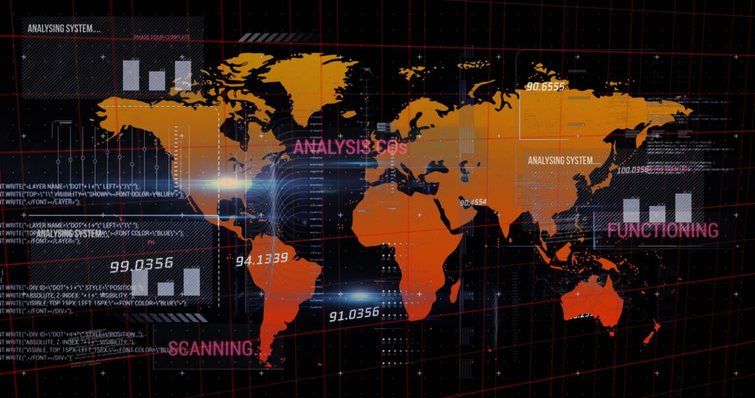 Digital Global Finance and Data Processing Concept Visualization