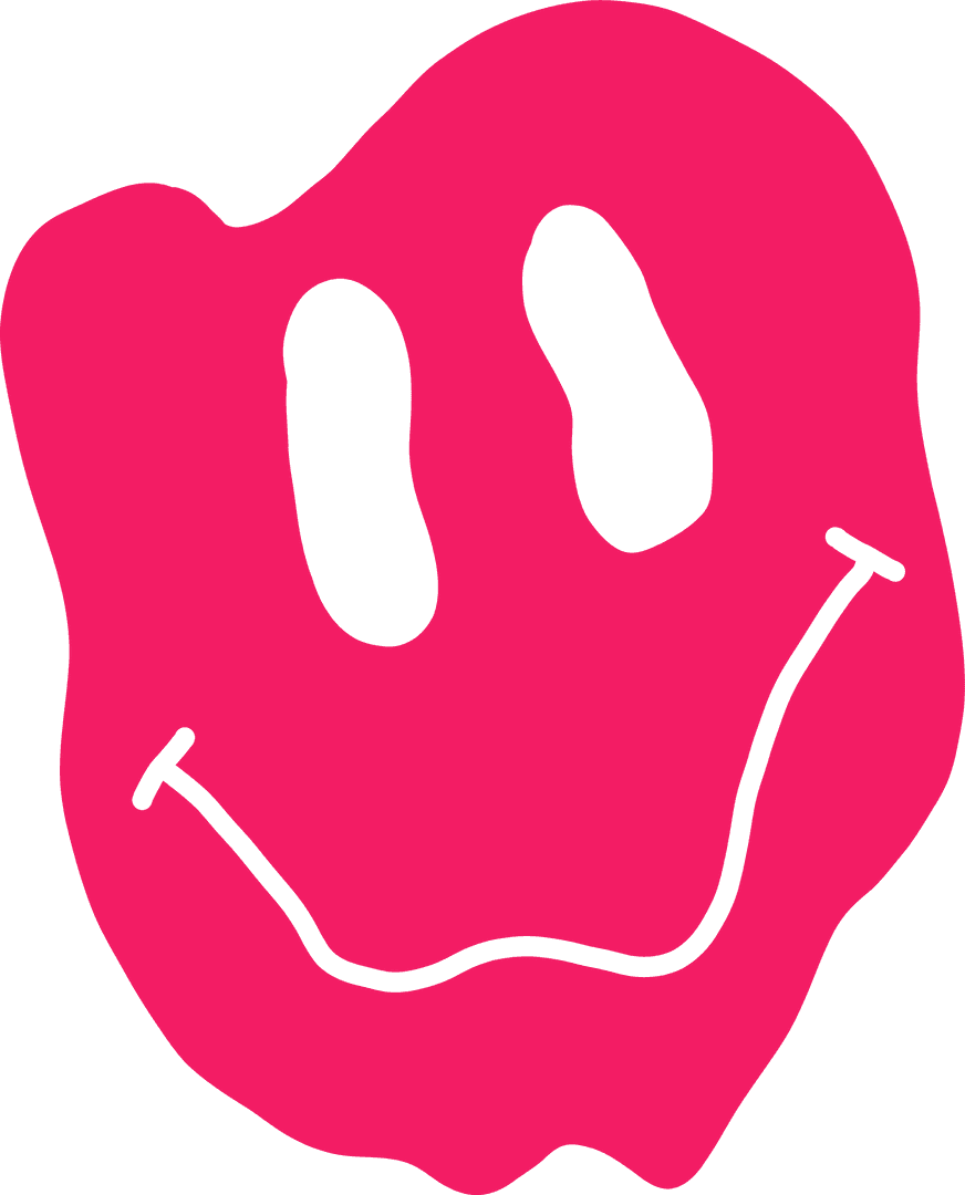 Playful Smiley Face in Dripping Blob on Transparent