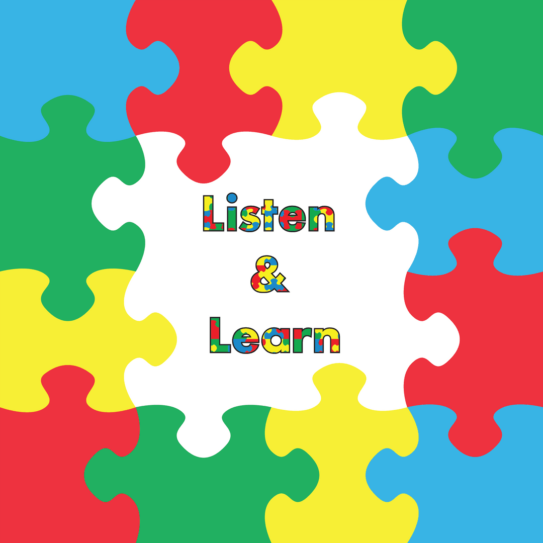 Transparent Puzzle Concept with Listen and Learn Text