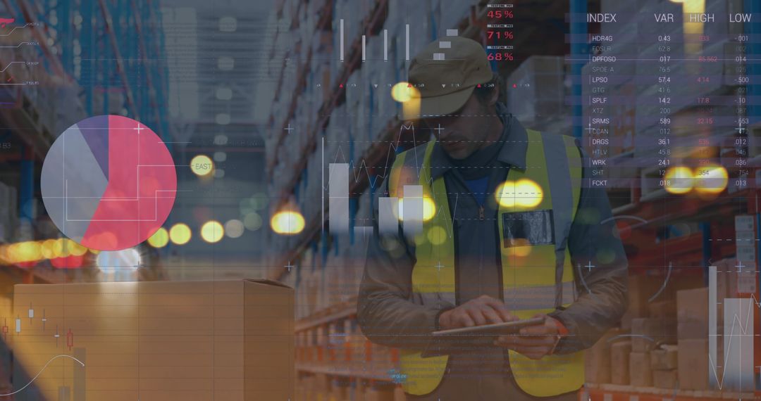 Warehouse Worker Analyzing Digital Data on Tablet in Factory Setting - Free Images, Stock Photos and Pictures on Pikwizard.com