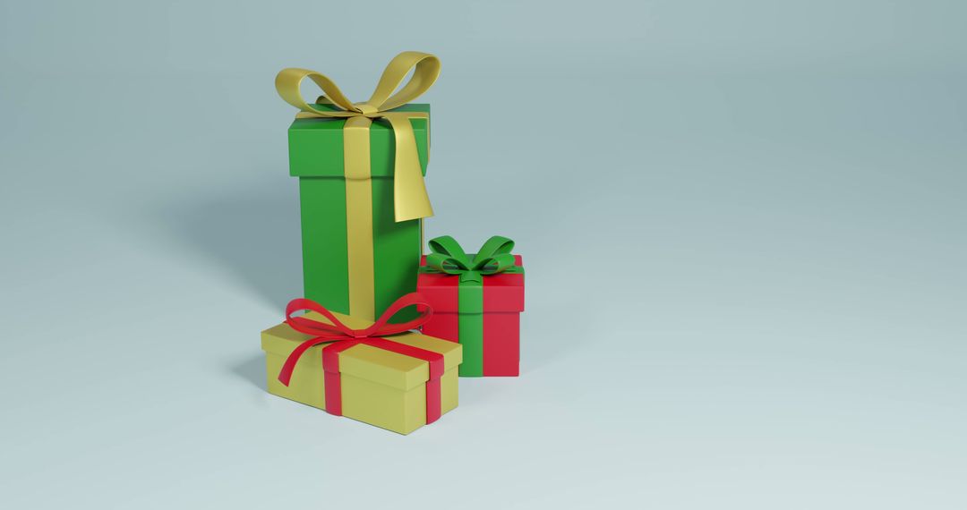 Festive Gift Boxes with Ribbons and Copy Space