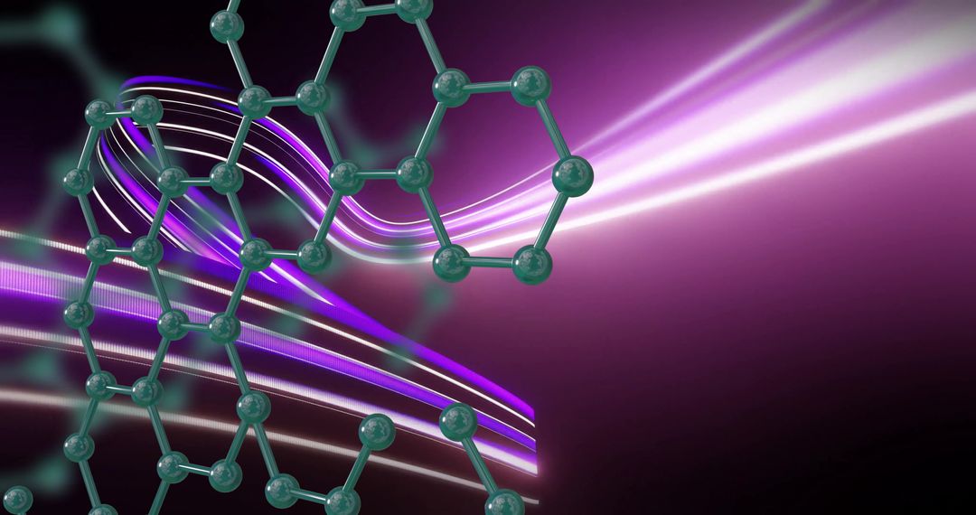 3D Molecular Structure with Light Waves in Scientific Background
