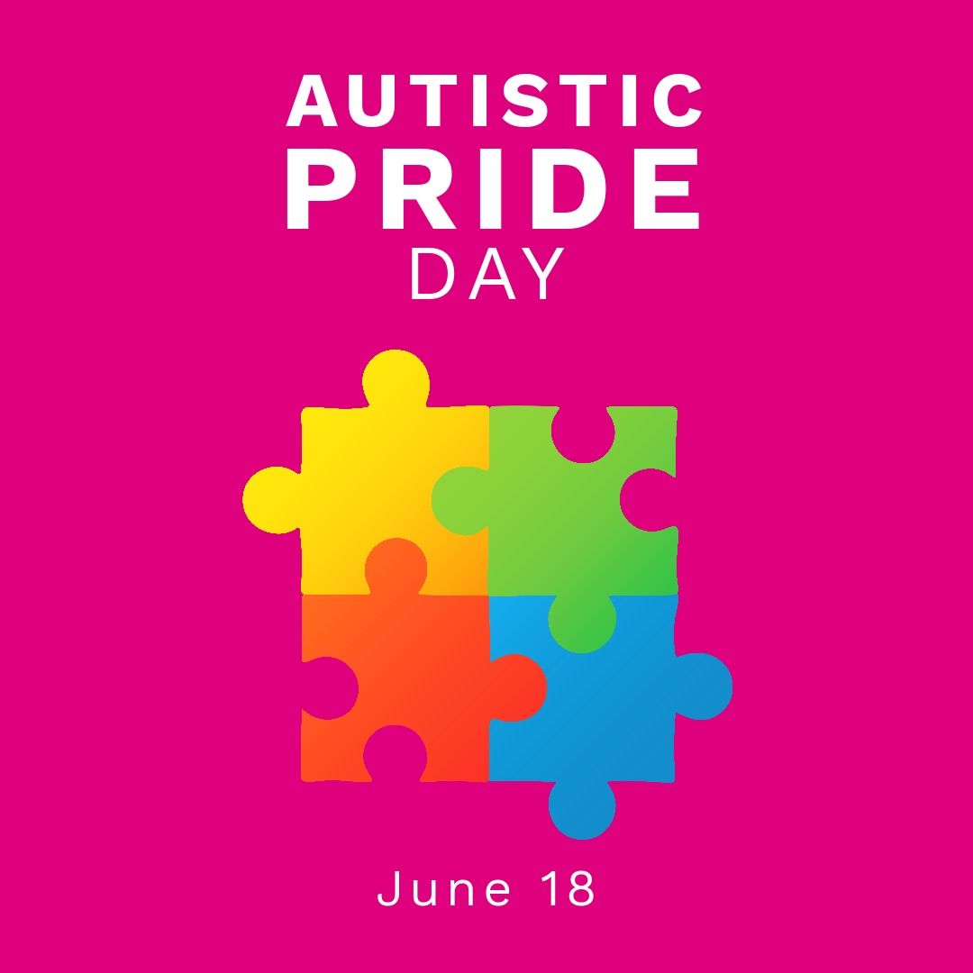 Autistic Pride Day Poster with Colorful Puzzle Pieces and June 18 Date - Download Free Stock Templates Pikwizard.com