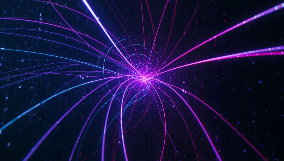 Neon Lines Radiating from Central Core in Digital Space