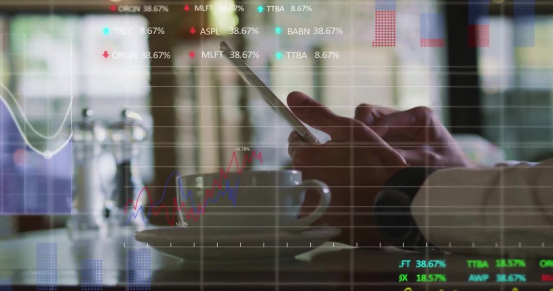 Businessman Managing Financial Data with Smartphone Analytics