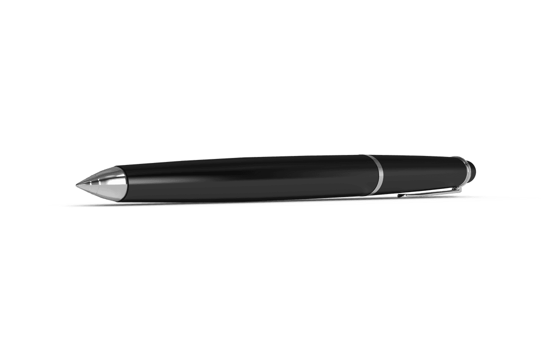 Sleek Black Pen on Transparent Background