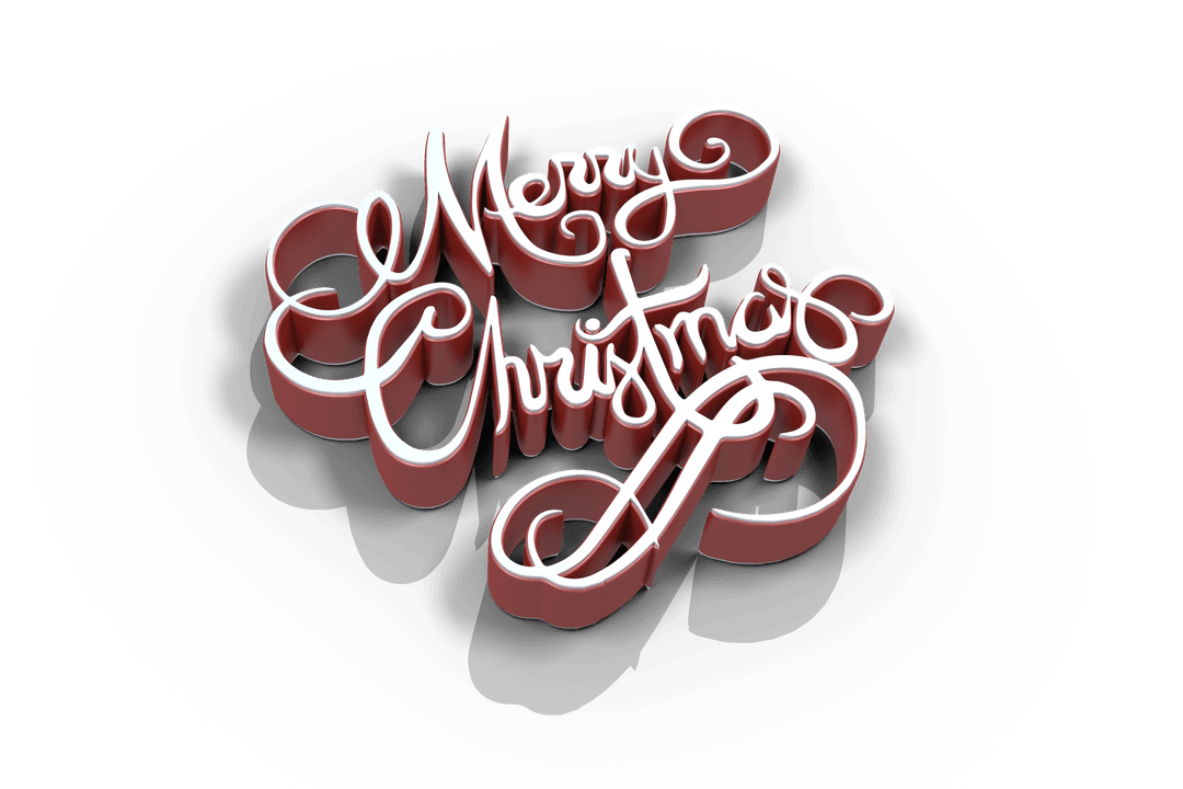 3D Transparent Merry Christmas Text on Black Background