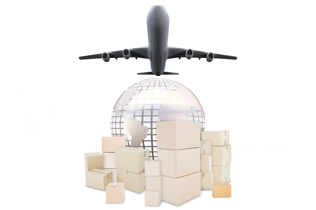 Global Shipping with Plane and Boxes Transparent Design - Download Free Stock Images Pikwizard.com