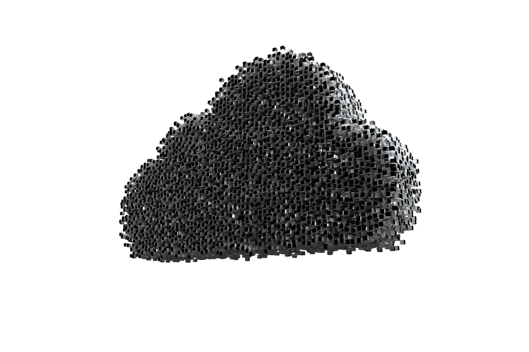 Abstract Digital Black Cloud with Transparent Background