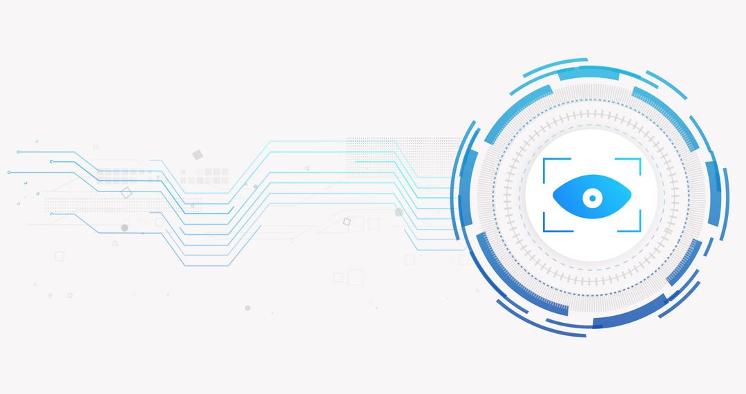 Digital Eye Symbol Featuring Cybersecurity Network Graphics