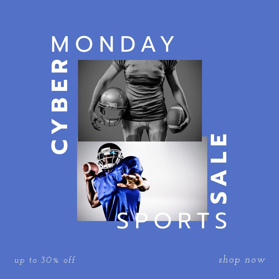 Image of cyber monday over african american male american football players - Download Free Stock Templates Pikwizard.com