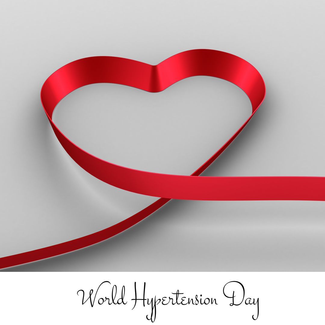 Red Ribbon Forming Heart for World Hypertension Day Awareness