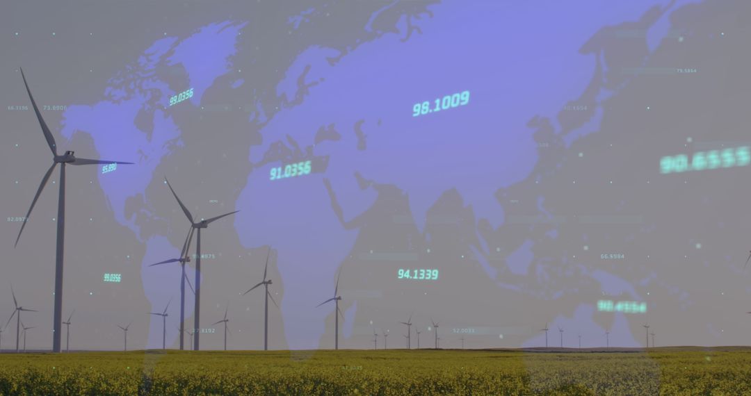 Digital Interface Overlay Wind Farm and Global Map